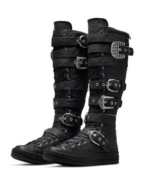 MARTINE ALI CHUCK 70 XX-HI Black/EGRET Converse Lace-Up Knee-High Buckle Boots